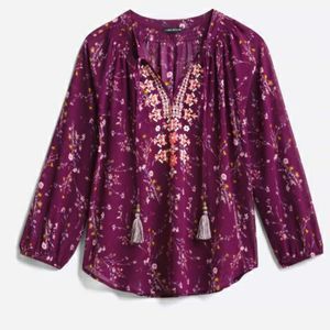 💐 MASON & BELLE Bobby Embroidered Tie Detail Top Medium